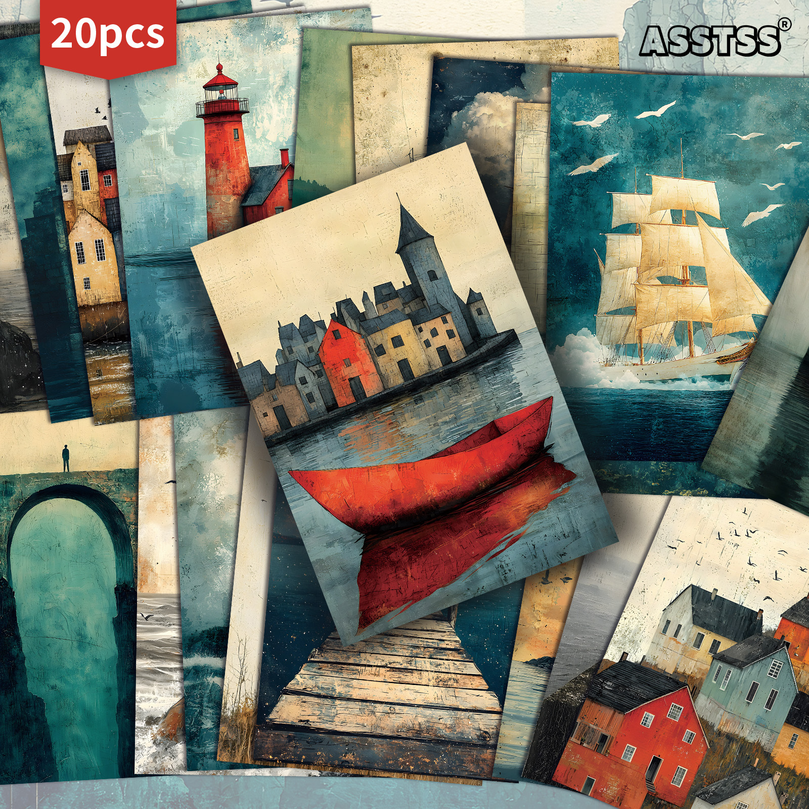 E-shop 20 Stück ASSTSS Retro Kunstkarten - Vintage Junk Journal Seiten geeignet für Scrapbooking & Basteln: Sammelbare Dekorationskarten mit