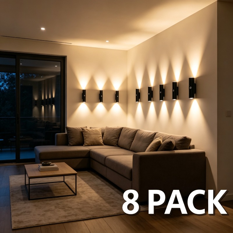 TEMU 8pcs Induction Wall Lamp, Usb Rechargeable Wall Lamp, Wireless Adhesive Up And Wall Lamp, Indoor Decoration Night Lamp, Suitable For Bedroom,