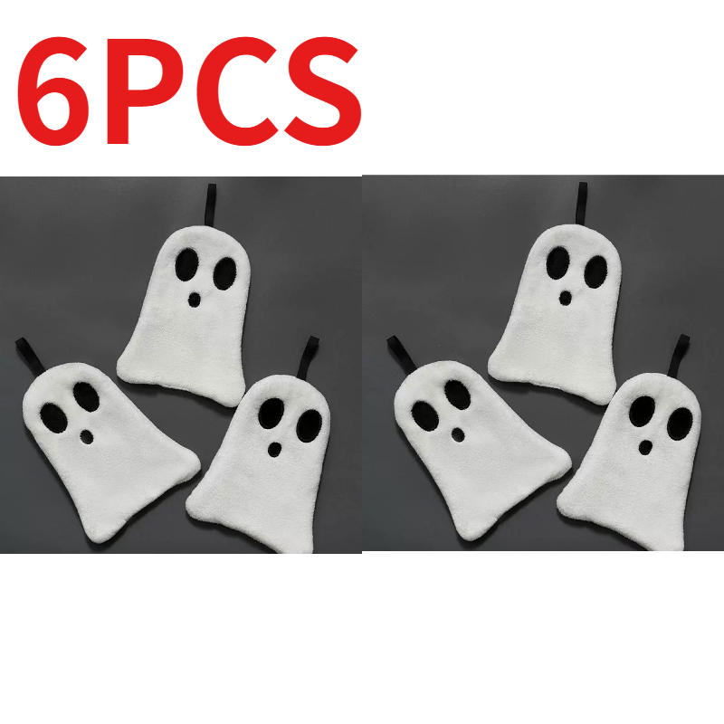 TEMU 6-pack Ghost Hand Towels, Cute Halloween Bathroom Hanging Decor, Soft Absorbent Coral Fleece Towels, Suitable For Home And Kitchen, Tea Towels,