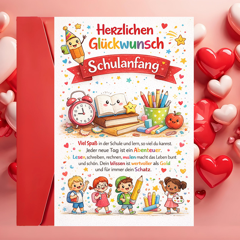 E-shop 1 Grußkarte "Zurück zur Schule" | für Lehrer, Eltern und Freunde, um neue Lernabenteuer zu feiern und im Schuljahr zu fördern | Cartoon-Muster,