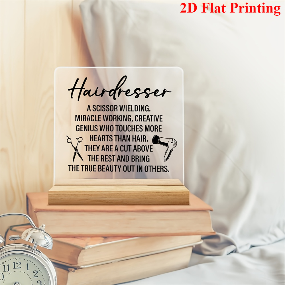 TEMU Panneau Acrylique 2D Plat - Cadeau d'Appréciation Moderne pour Coiffeurs, Décor Transparent de Haute Qualité pour Salons et Bureaux à Domicile,