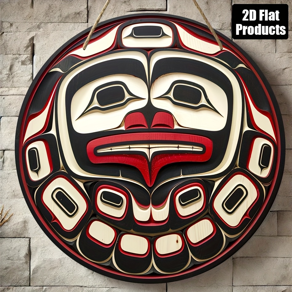 TEMU Impression sur bois 2D - Un motif circulaire en style , plat et 2D, idéal pour décorer les bars, cuisines, cafés, maisons et bureaux, que pour