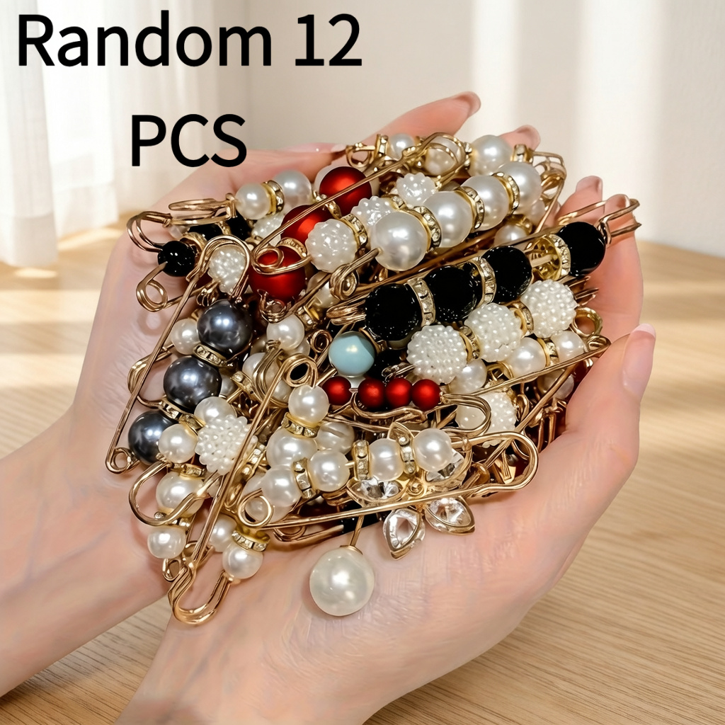 TEMU Random 12pcs Large Size Pants Waist Adjustment Fixing Pin Clips Set, Clothing Anti-slip Buckles And Brooches In One, Essential Anti-exposure