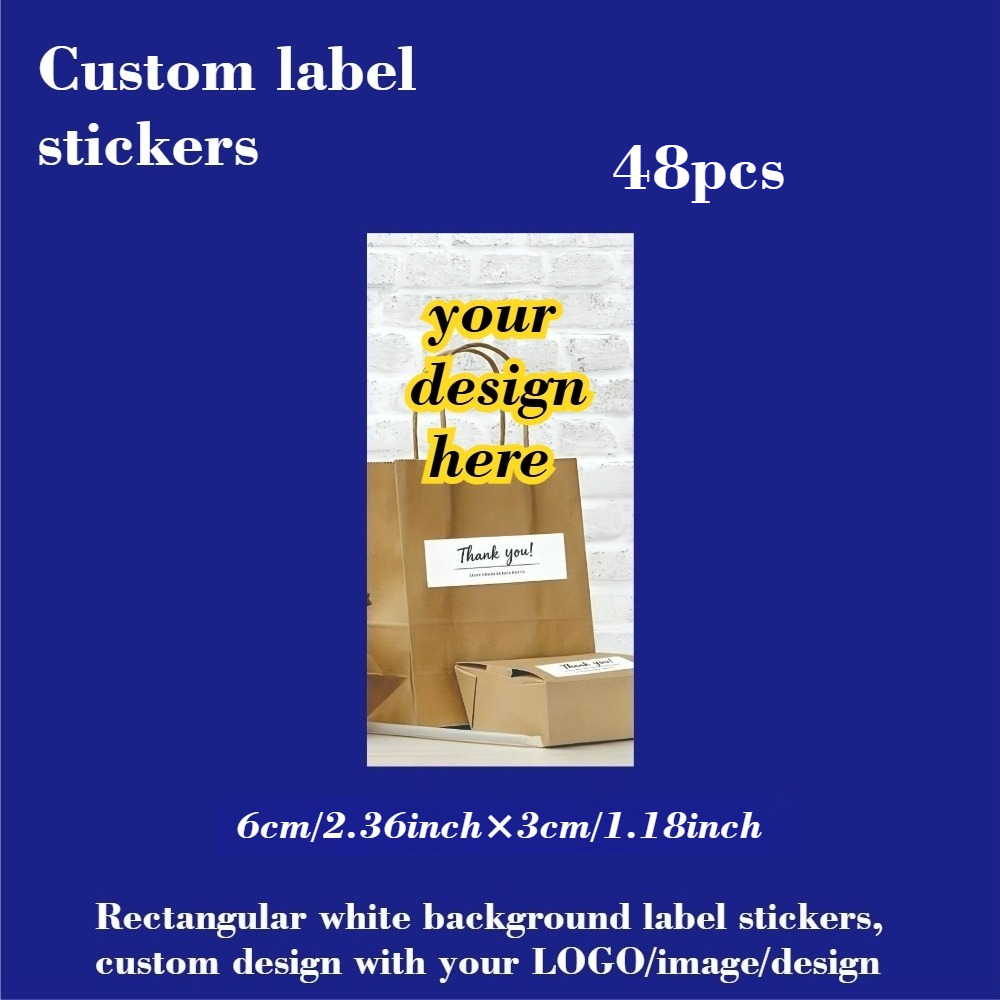 TEMU Customizable Stickers Based On Provided Images, Rectangular With Dimensions 6cm×3cm/2.36inch×1.18inch - Self- Content Design, Suitable For Gift