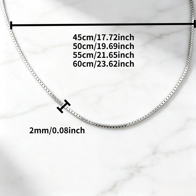 High-Quality 316L Stainless Steel Square Box Chain Necklace