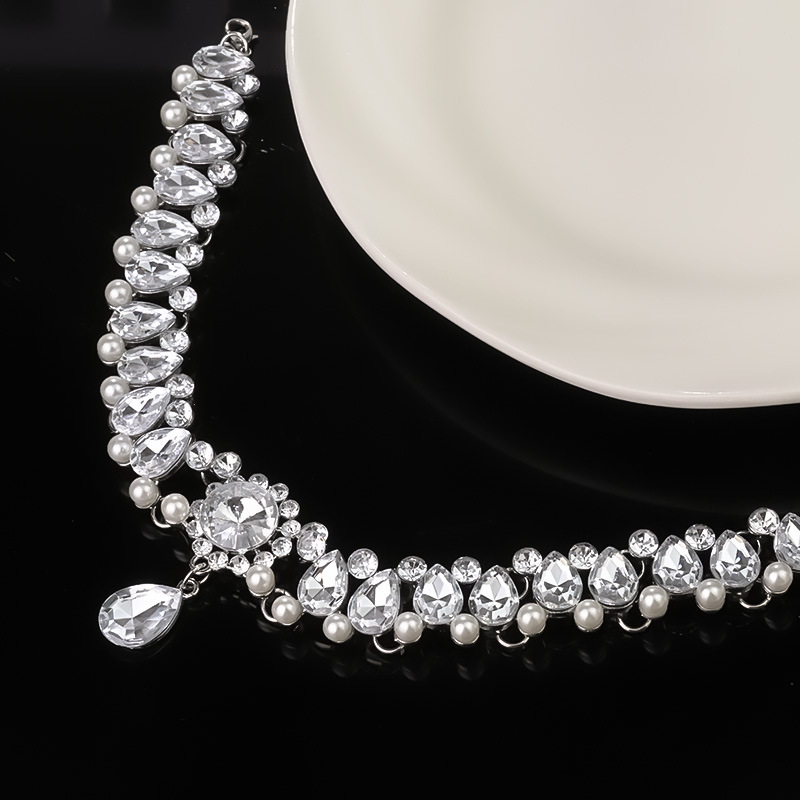 TEMU [El Collar del Nudo] Collar Coreano de Lujo con Borla, Perla y Flor de de Agua para Mujer, Moda de Costa, Collar de Lujo, Cadena de Clavícula,