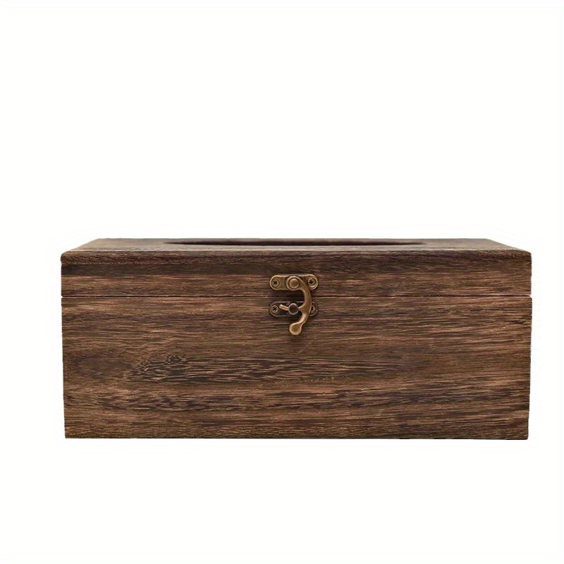 New Wooden Paper Box With Living Cover Charcoal Burn Color Tissue Box, Durable, High-quality, Simple And , Suitable For Home Office And Hotel, Used For Easter Anniversary Gifts