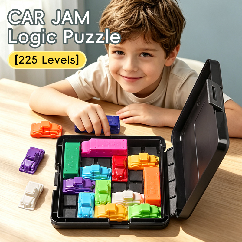 TEMU Jeu de puzzle "" pour voiture, 225 niveaux, jeu de à blocs coulissants, jeu de réflexion STEM, jouets de tri et d'empilage, jouets sensoriels,