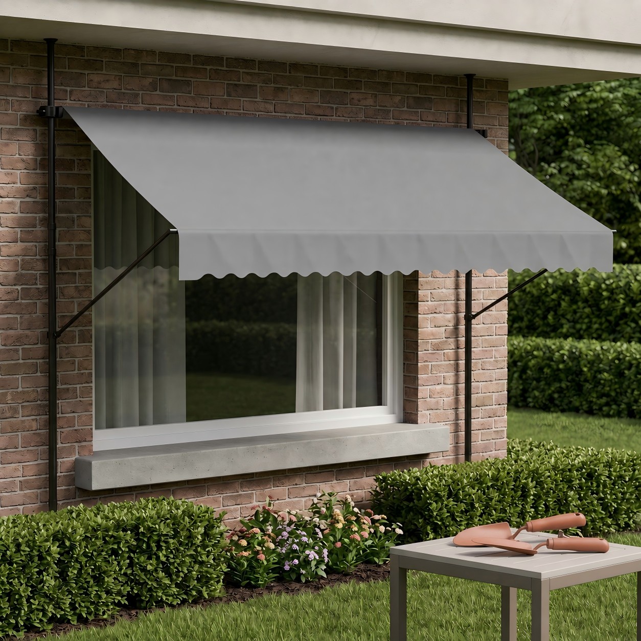 Retractable Sun Blinds With Crank, Roller Blinds, Manual Sun Blinds, Height-adjustable Outdoor Awnings For , , Outdoor