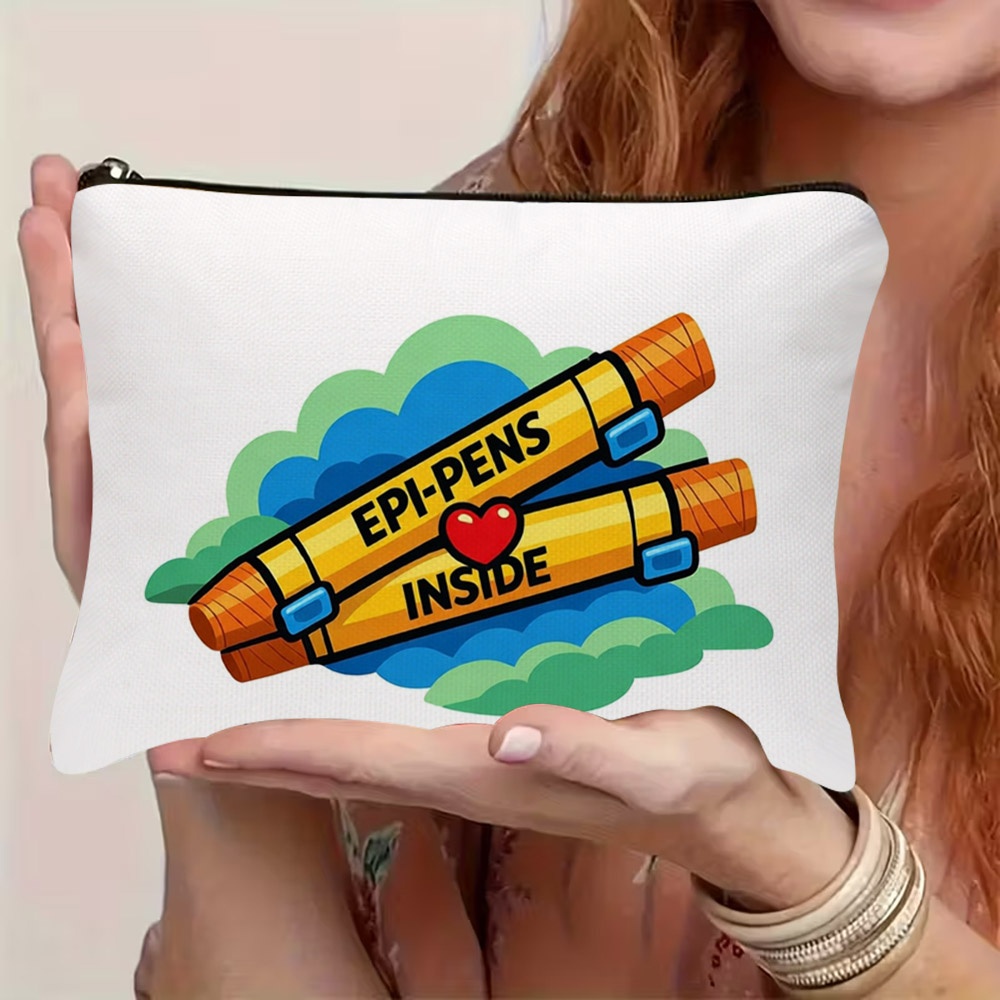 TEMU 1pc 2d Flat Bag, Epi Pens Inside, Clutch, Toiletry Bag, Pen Case, Gift Bag, Ideal For Mothers, Daughters, , Teachers, Essential For Graduation,