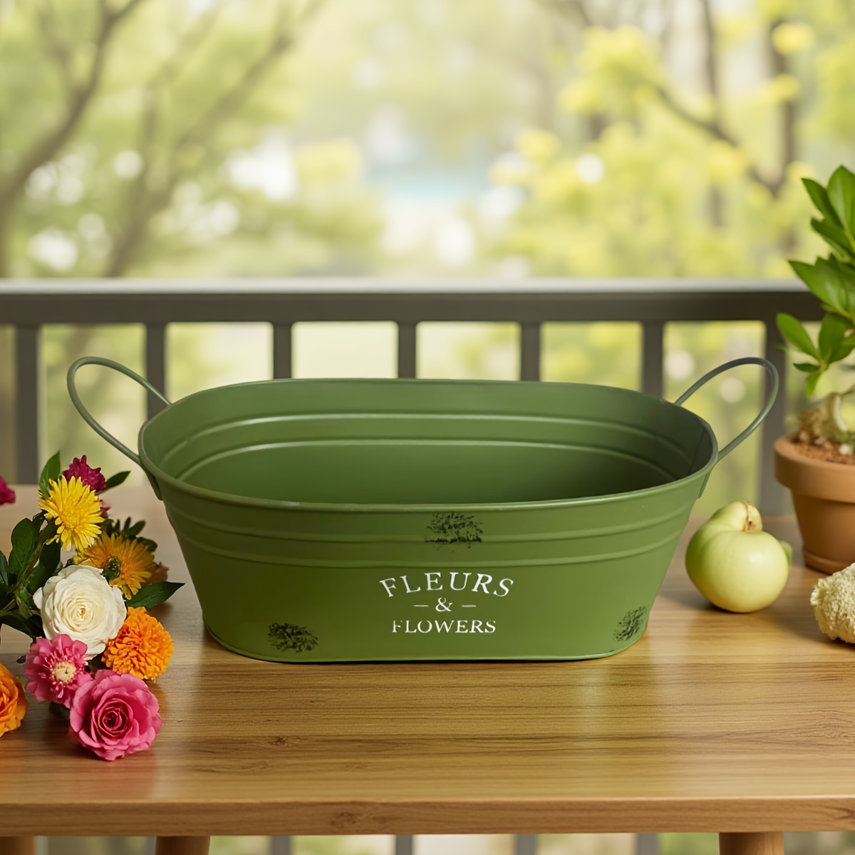 TEMU 1pc Metal Garden Flower Pots/modern Outdoor Indoor Decorative Plant Pots Used For Planting Plants, Decorative Flower Arrangements, Lightweight