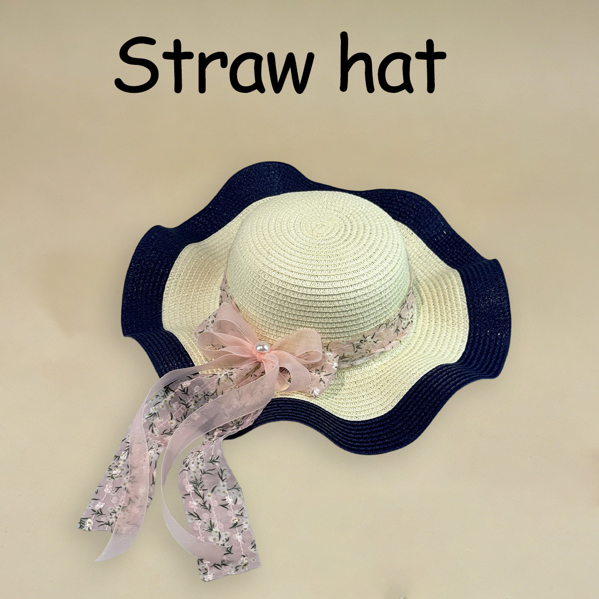 TEMU Trendy Crochet Sun Hat For Women With Ribbon Accent Lightweight Breathable Summer Fashion Accessory