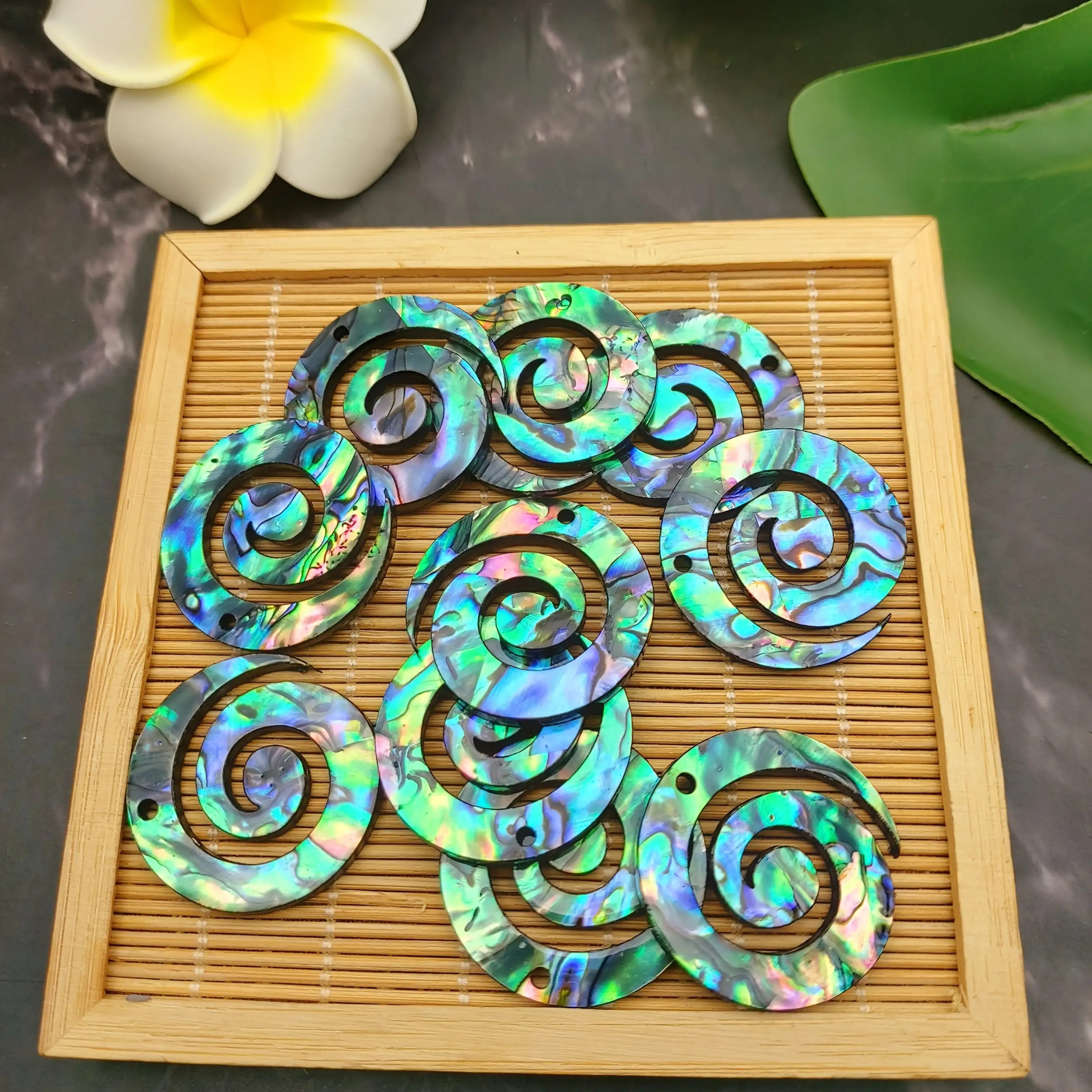 TEMU 10pcs Set Of Colorful Multi- Acrylic Pendants - Hawaiian Polynesian Tribal Design Spiral Pattern Additions | Handmade Necklace Additions With