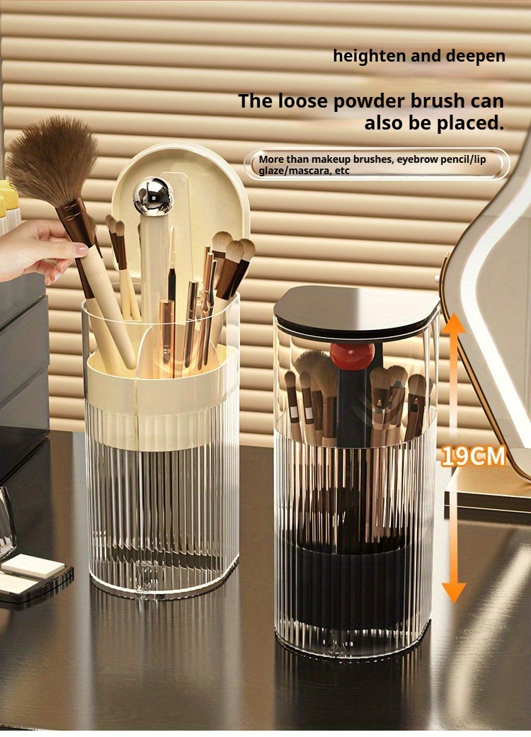 1pc makeup brush storage tube push to dust high end dressing table eyebrow   brush rack automatic lifting brush bucket Product details 7