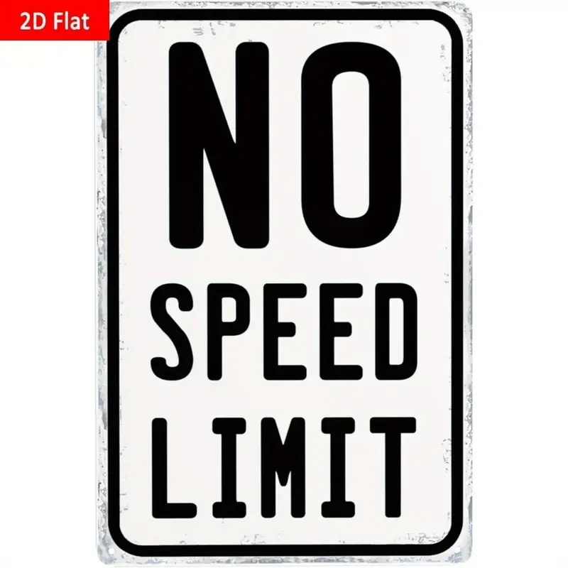 TEMU 2d Flat - 【2d Flat】 2d Flat Decorative Sign And Plaque 2d Flat Metal Sign Vintage Limit Metal Street Sign Retro Reproduction Distressed Look For