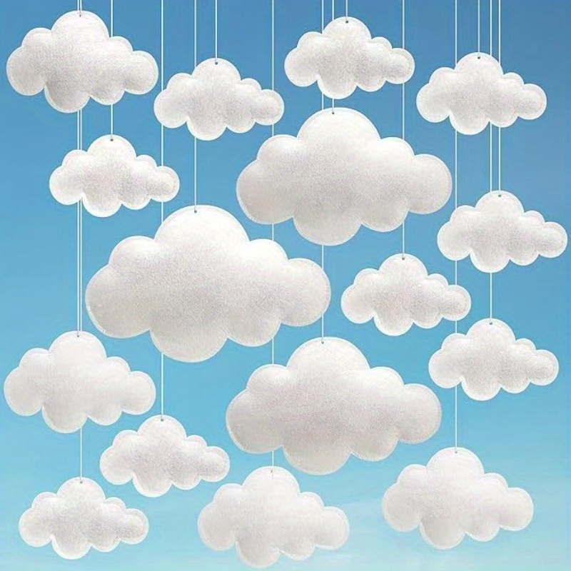 High-Value Display for Festivals! 1 Set of 8-10 3D Cloud, Star And Moon Decorations, Home And Shopping Mall Ceiling DIY Felt Hangings, Suitable for Creating a Daily Festival Atmosphere, Adding Warmth And Comfort to You