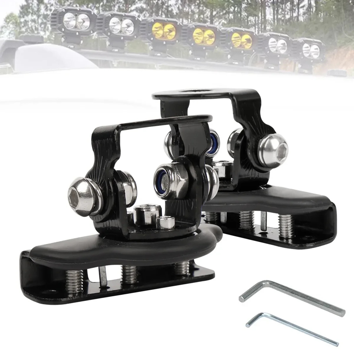 TEMU 2/4pcs Set Black Led Work Light Mounting Brackets - Compatible With Off-road Vehicles, Sedans, Trucks, And Suvs(a-pillar Mount) - Universal