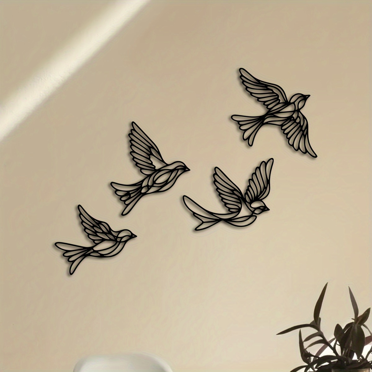 4pcs Modern Metal Bird Wall Sculptures - Flying Bird With Dynamic Flight Path, Indoor/outdoor Metal Bird Wall Suitable For Living Room, Wedding Gifts, Housewarming - Elegant Flying Bird Decorations