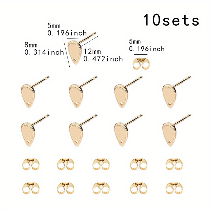 Image of 10 Sets Of Multi-style Stainless Steel Geometric Stud Earrings With Holes, Including Ear Studs And Ear Plugs, For Diy Handmade Earring And Earring Accessory Making