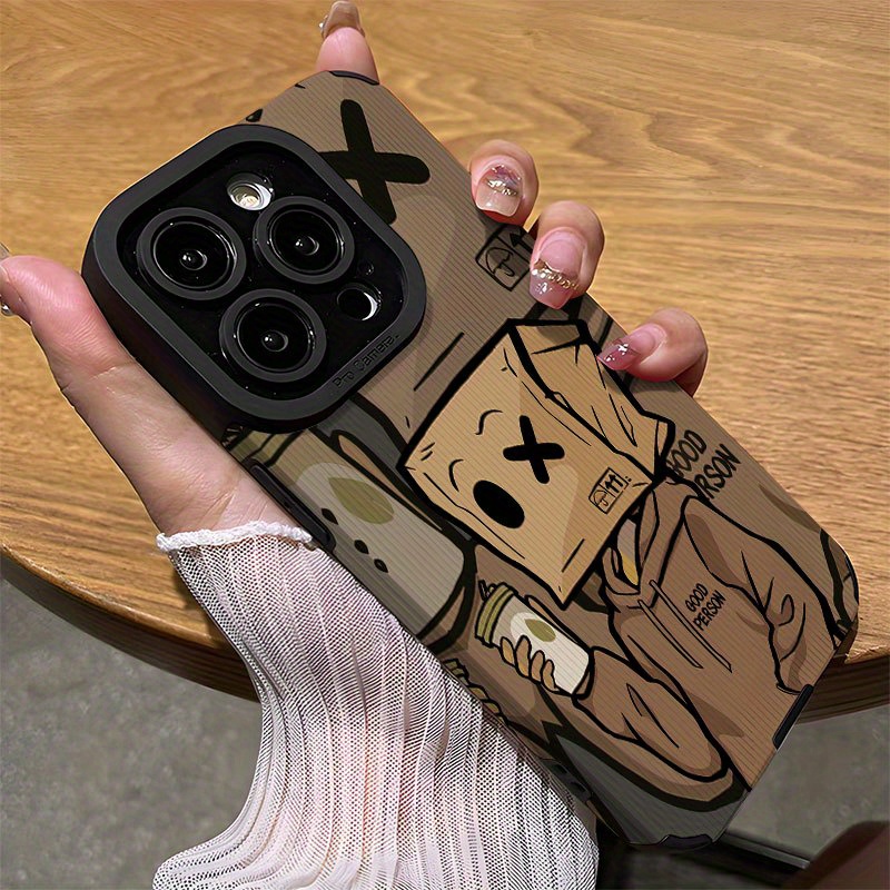 Cartoon Headed Box Boy Phone Case for iPhone 16/16Plus/16Pro/16ProMax/for iPhone 15/15Plus/15Pro/15ProMax/for iPhone 14/14Plus/14Pro/14ProMax/for iPhone 13/13Pro/13ProMax/for iPhone 12/12Pro/12ProMax, for iPhone 11/11/11Pro Max/for iPhone 7/8/for iPhone x/xs, Dirt Resistant and Anti-Fall