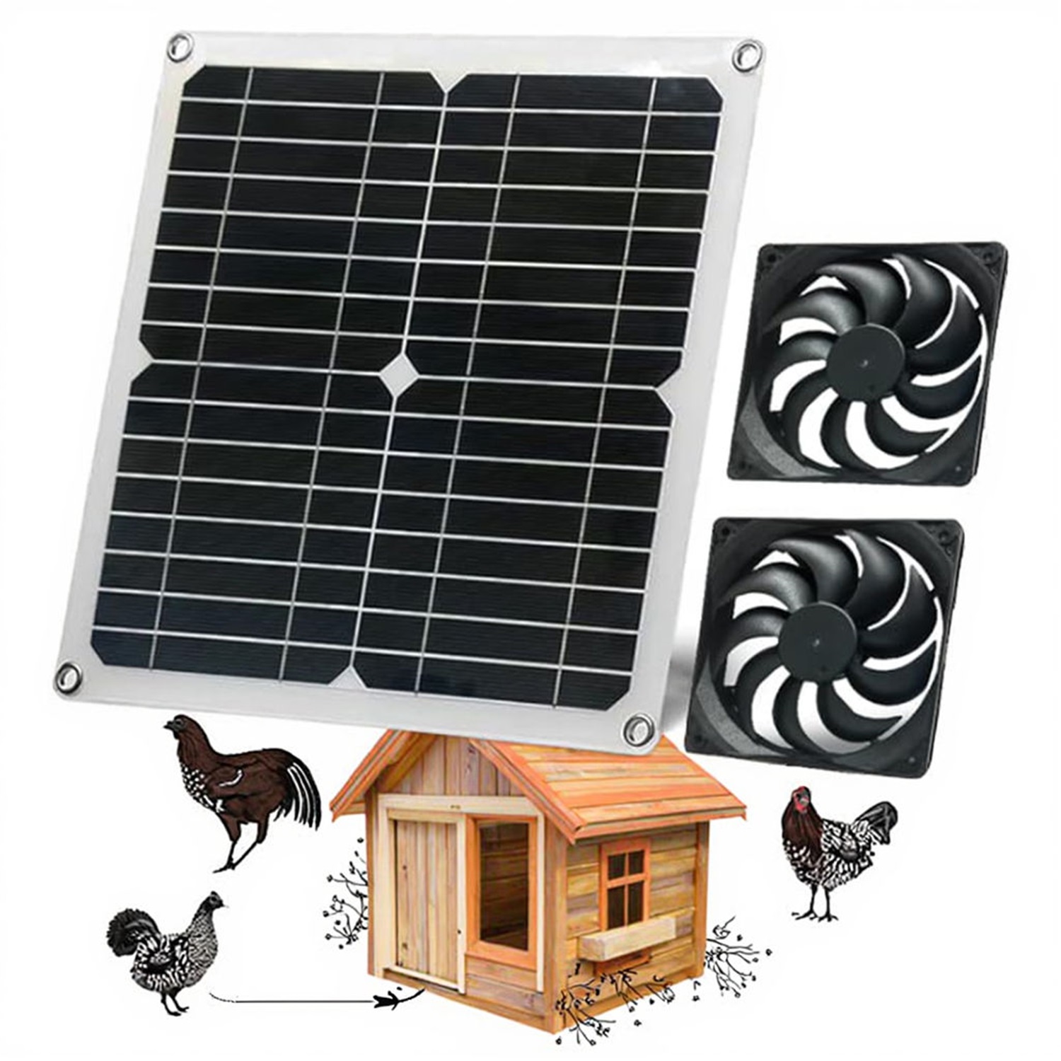 Air Circulation Ventilation Device, Air Renewal Accessory For Chicken Coop, Greenhouse, Shed And Pet Ventilation
