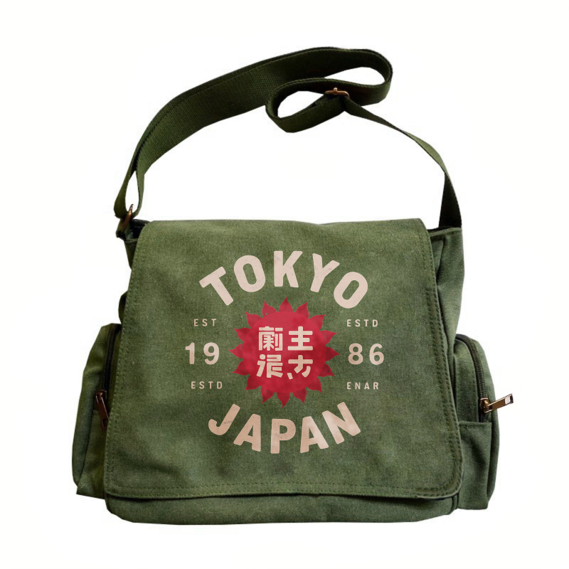 TEMU Hejuk Vintage Tokyo Japan 1986 Cherry Tote Bag - Retro Bag With Adjustable Strap, Zipper Closure, Durable For Daily , Travel & Gift