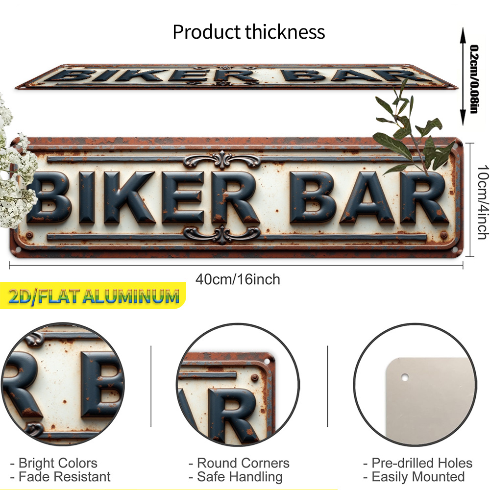 TEMU 2d Flat, 1pc 2d Flat Rust-textured Motorcycle Enthusiast Decorative Metal Sign, 