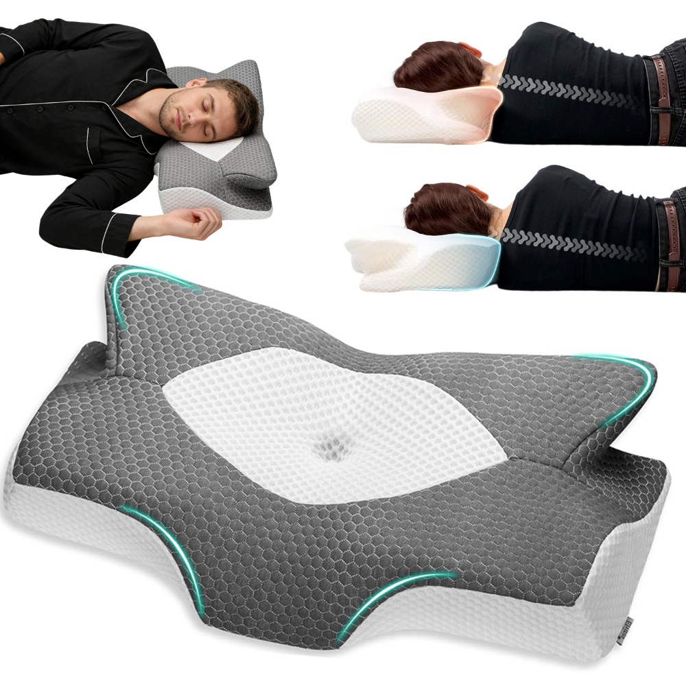 Image of Memory Foam Pillow, Ergonomic Contour Design With Breathable Removable Cover, Soft Neck And Shoulder Support For All Sleepers, Ideal For Bedroom, Hotel And Travel Use
