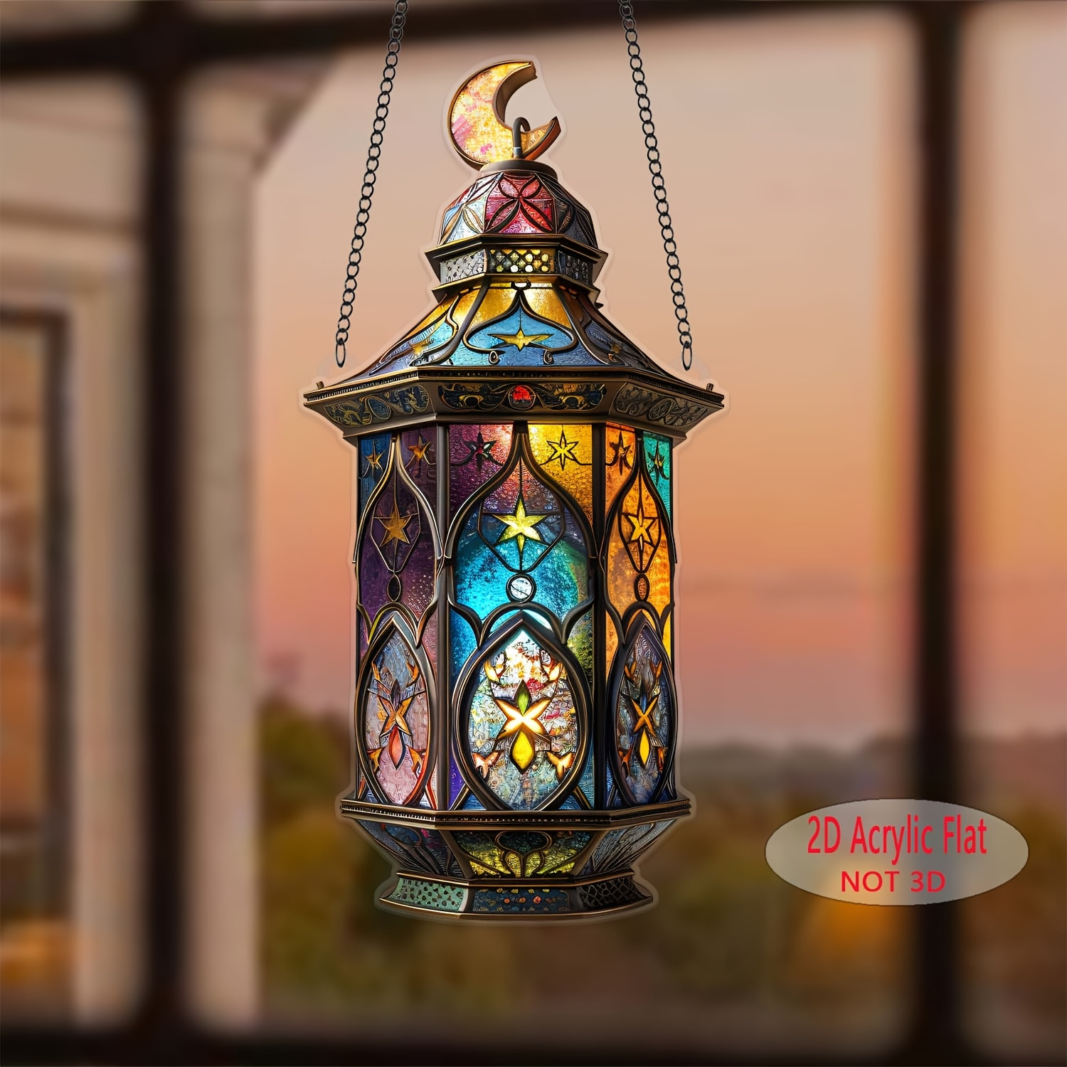 

Elegant 2d Acrylic Lantern Light - Stained , Wall Hanging Decoration With Ramadan , 4"x8" - Ideal Eid Gift, Home Decor