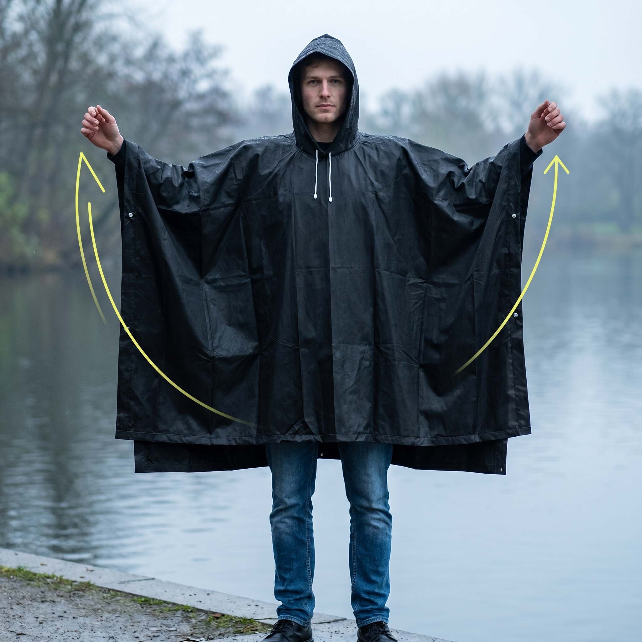 oversized poncho fits backpack hooded rain poncho waterproof