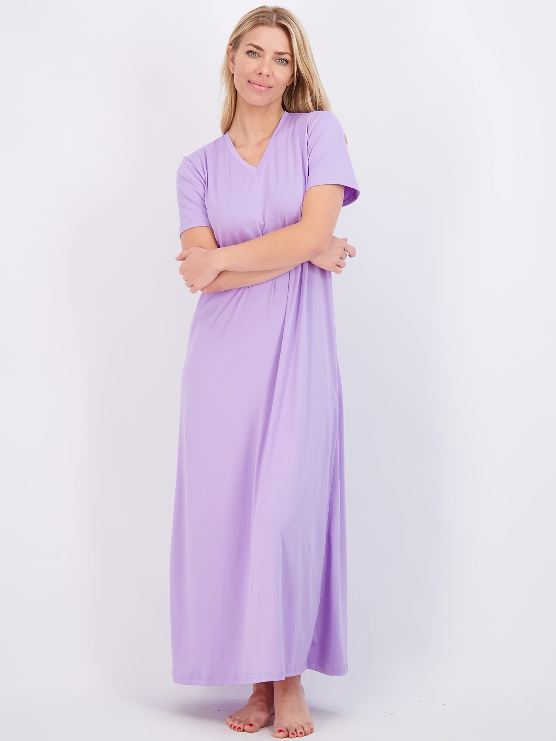 maxi pajama dress Akklian Womens Pajamas Relaxed Maxi Dress Slip Sleepshirts Lingerie V Neck  Smocked Chemise Nightgowns Negligee Sexy Sleepwear Green at Amazon Women's  Clothing store