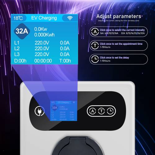 7 2kw household wall mounted box charging pile with app charging cable 1 phase ev charger 32a for bev rcd type b ip54 protection charging station for home