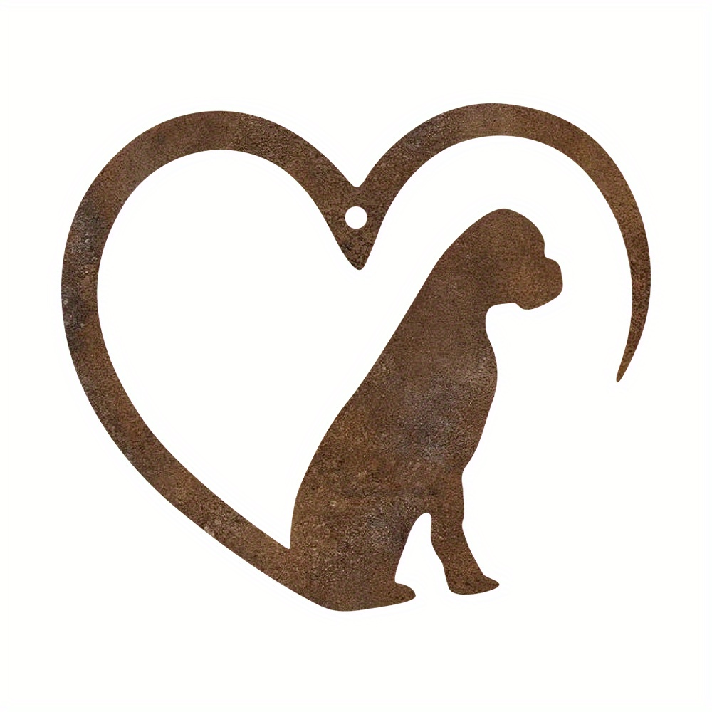 Image of Rustic Metal Boxer Heart Ornament - Perfect Christmas & Housewarming Gift For Pet Lovers, Vintage Wall Decor, Best For Christmas