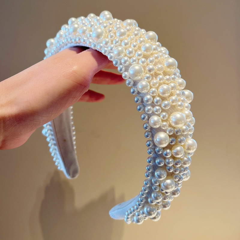 Image of French Style Wide Headband, Luxury Heavy Craft Hair Hoop, Vintage Court Hair Accessory