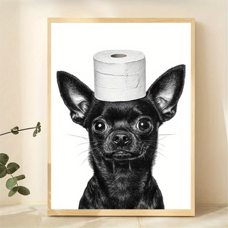 1pc frameless black chihuahua dog bathroom wall art 12x16 Temu