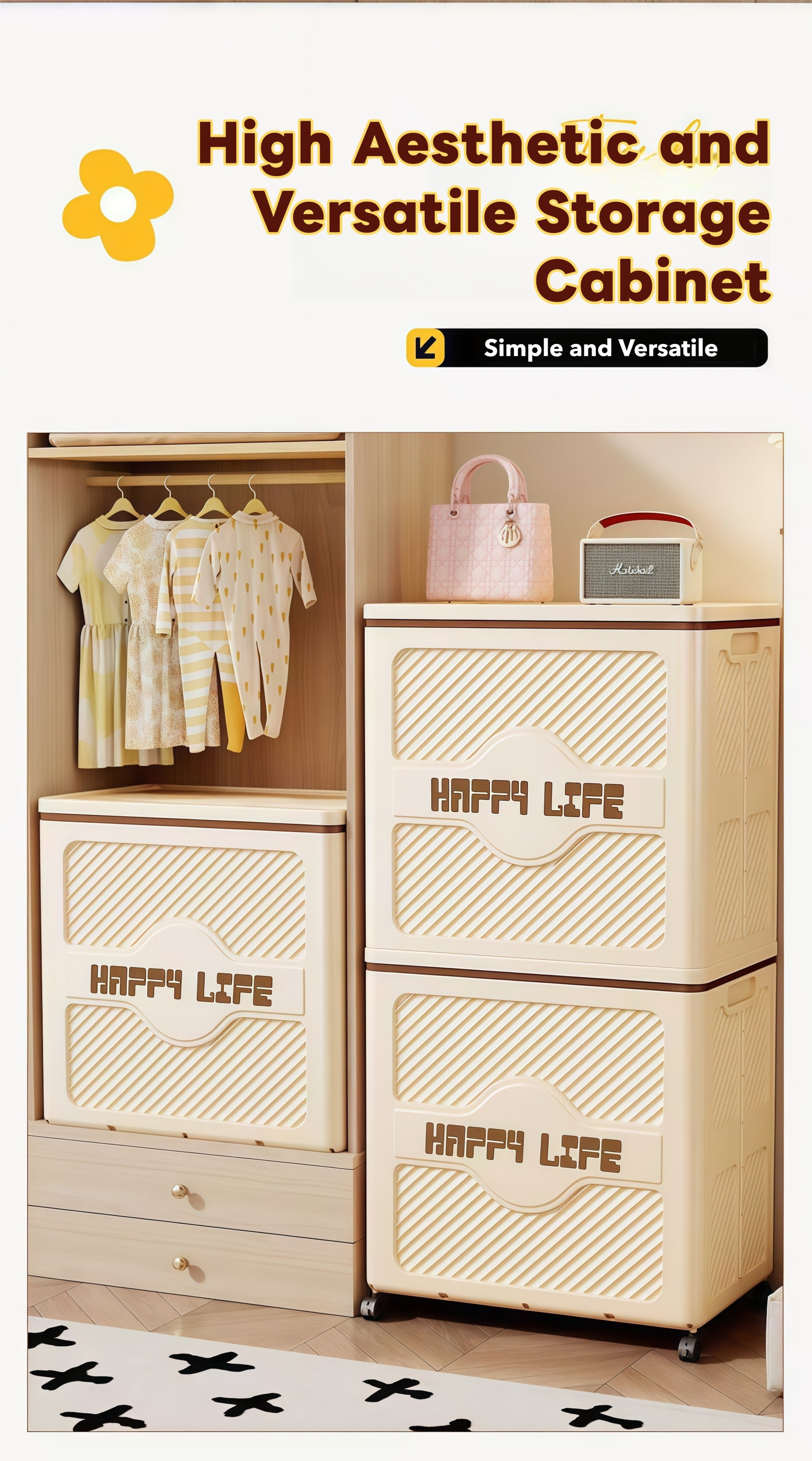 multi functional   storage box foldable stackable bin with wheels large capacity organizer unit ideal for   clothing craft supplies Product details 1