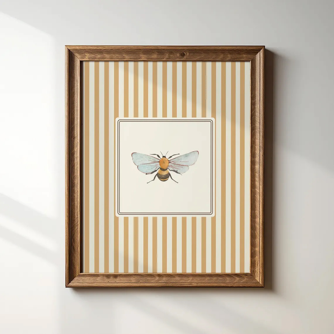 TEMU 1pc, Wall Art, Vintage Poster, Yellow Striped Art Print, Vertical Portrait Abstract Animal Canvas Painting, Bedroom Decor, Living Room Aesthetic