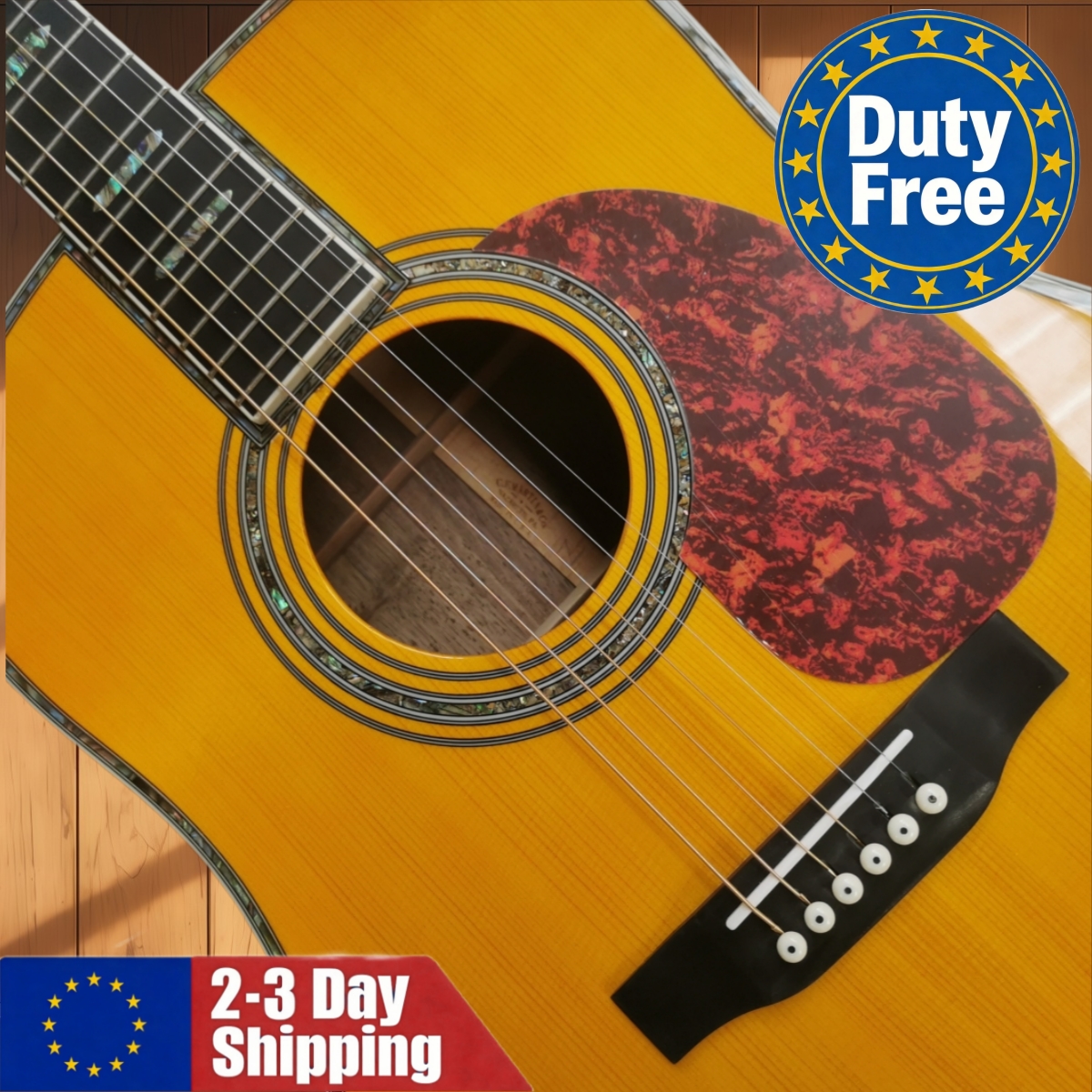 Yellow 45f Series Soild Top Acoustic Guitar 6 Strings Neck Handmade Rich Tone