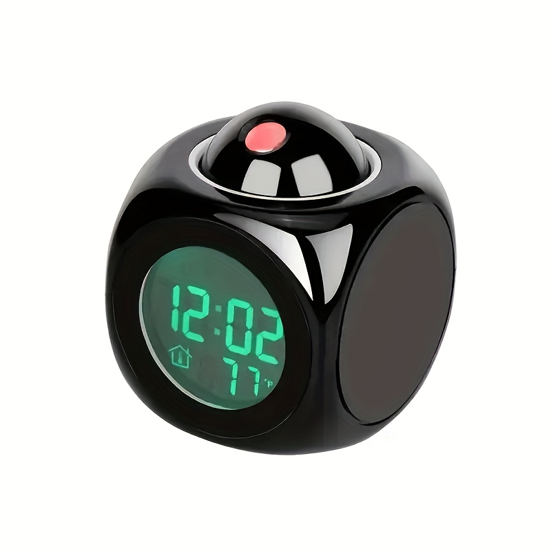 Image of Digital Projector Alarm Clock | Ceiling Display, Pause Function, Voice Multifunction, Temperature Display, Plastic Material, Square Shape, Requires Aaa Batteries (not Included)