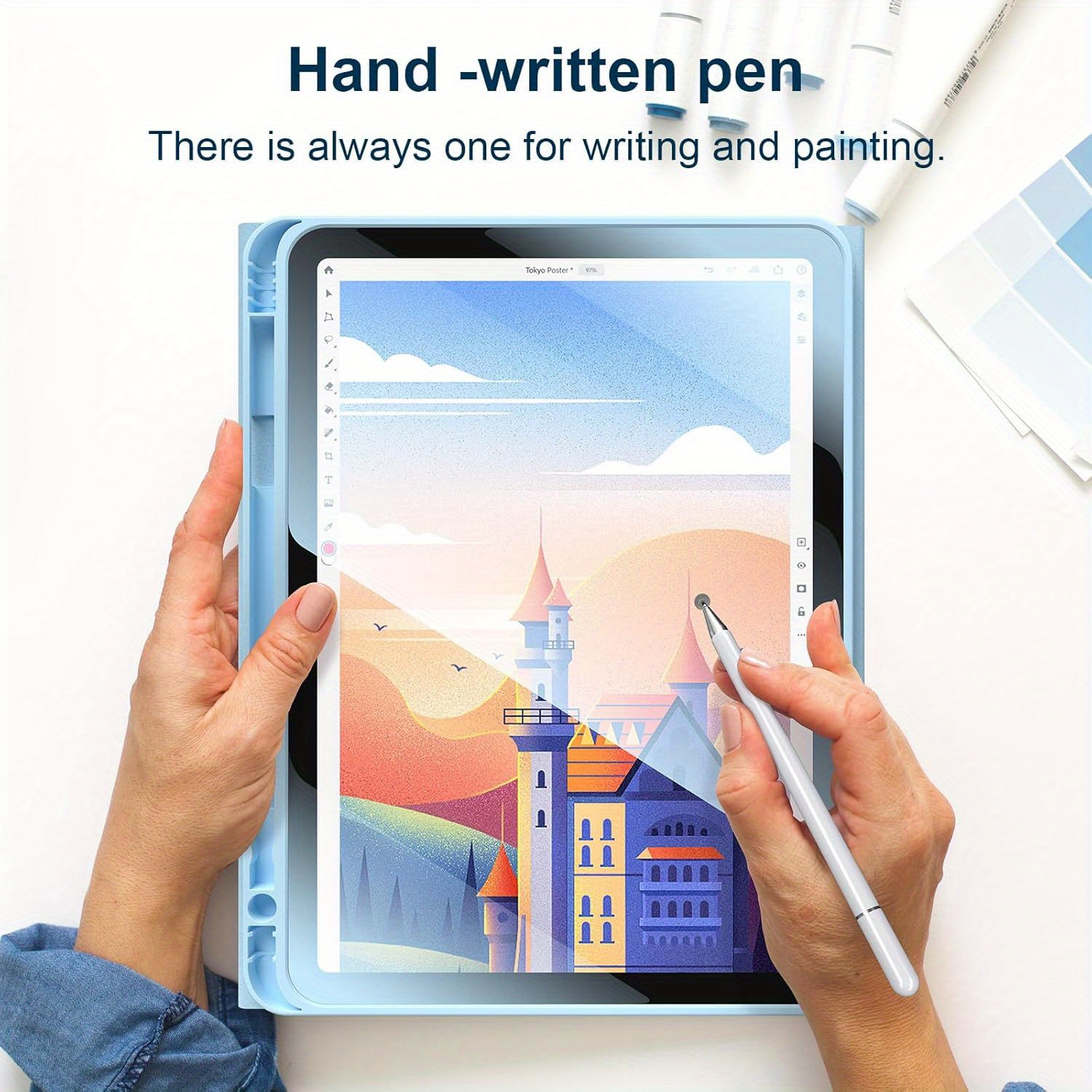 iPad 10th Generation Case with Keyboard, Multi Angle Adjustable Detachable Wireless Keyboard, Folio Keyboard Cover with Pencil Holder, Soft TPU Back Easy to Clean Case, for iPad 10.9in 2022