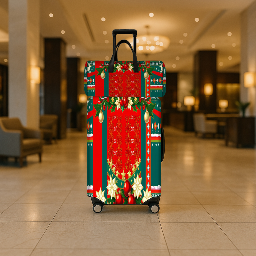 2pcs Christmas Printed Pattern Luggage Set with Travel Bag