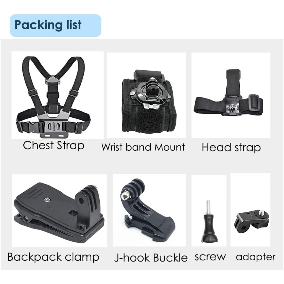 E-shop Action-Kamera Brust/Rucksack/Gurt Montage-Set | Zubehör-Kit X5/X4/X3/Pro/Go3S – Kompatibel mit GoPro Hero/DJI / 360, 13, 360, /4/3