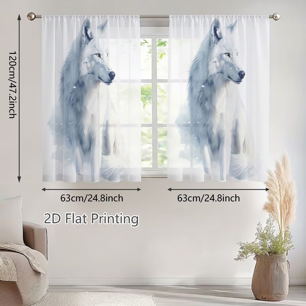 TEMU Lot de 2 rideaux semi-transparents plats 2D pour chambre à coucher - Panneaux de fenêtre dégradés blanc et bleu-, à passe-tringle, filtrants,
