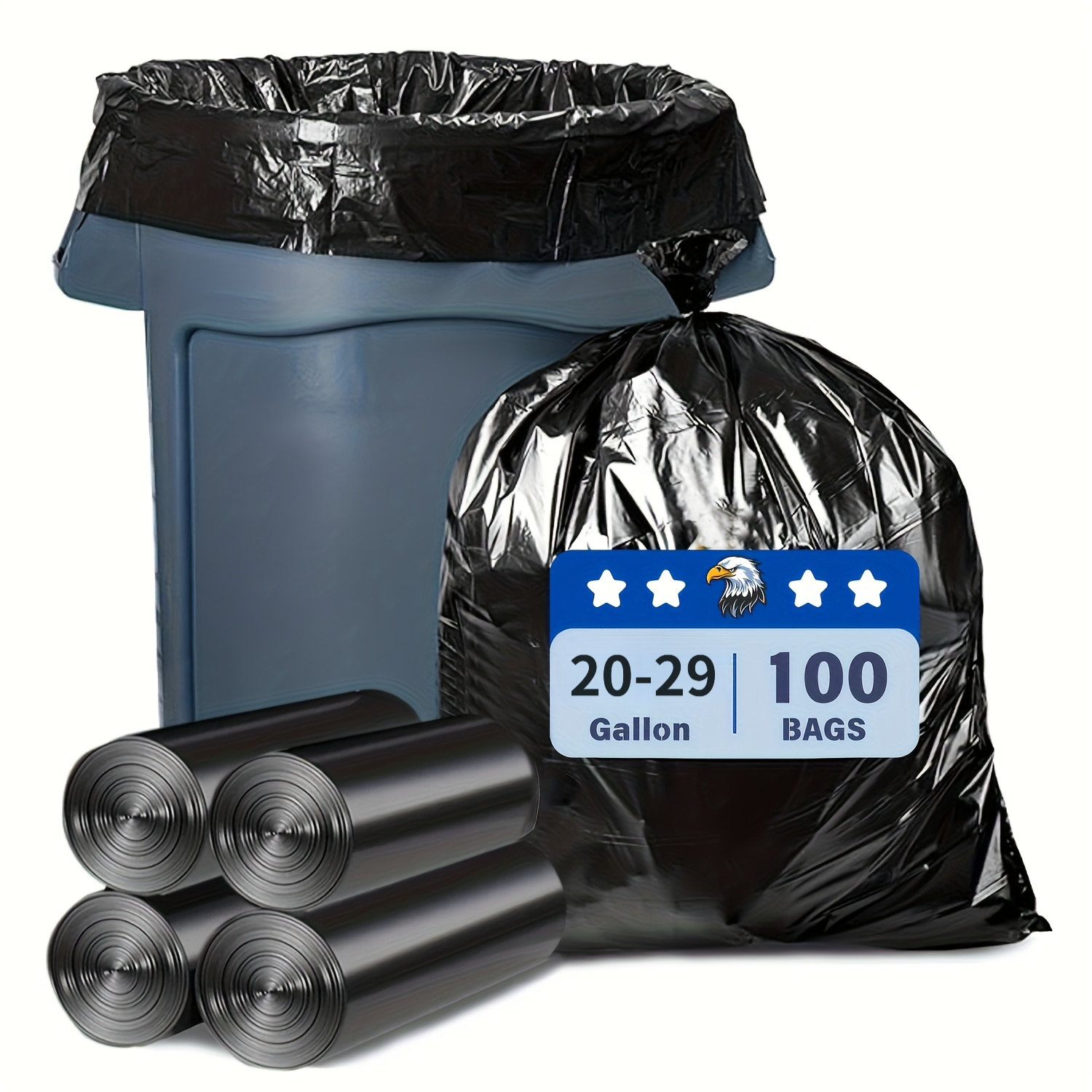 TEMU 100-count 20-29 Gallon Heavy Duty Trash Bags- 100-count(2packs)/100-count Large Garbage Bags For Kitchen, Yard, Office, Party, Black Bag, 20