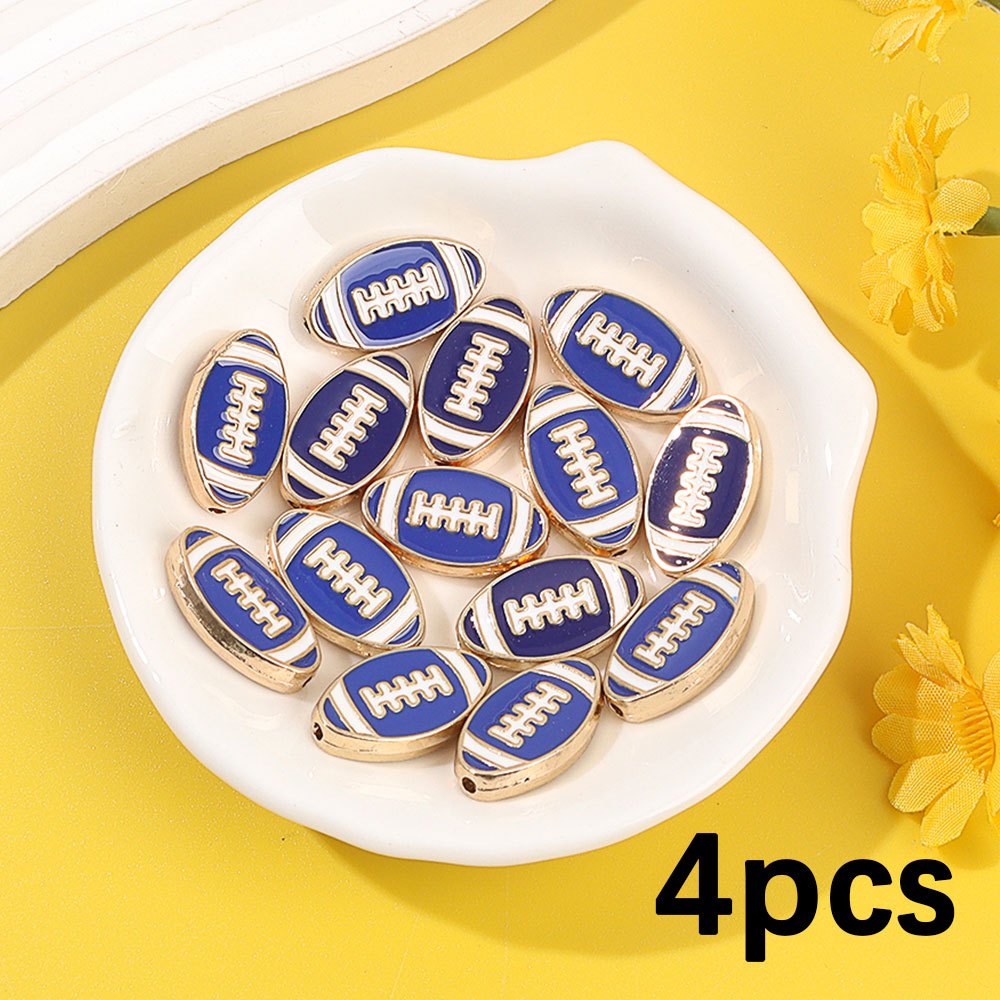 TEMU 4pcs Random Colorr Shaped Beads, Football Themed Enamel Charm Sports Ball Beads & Bead Assortments, Spacer Beads, Used For Diy Bracelets,