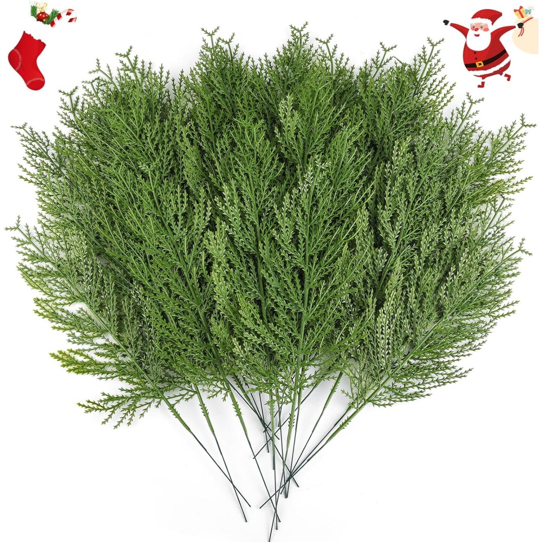TEMU 13pcs New Christmas Artificial Pine Branches, And Norfolk Pine Branch Set, Suitable For Wreaths/christmas Tree Decoration, Christmas And Outdoor