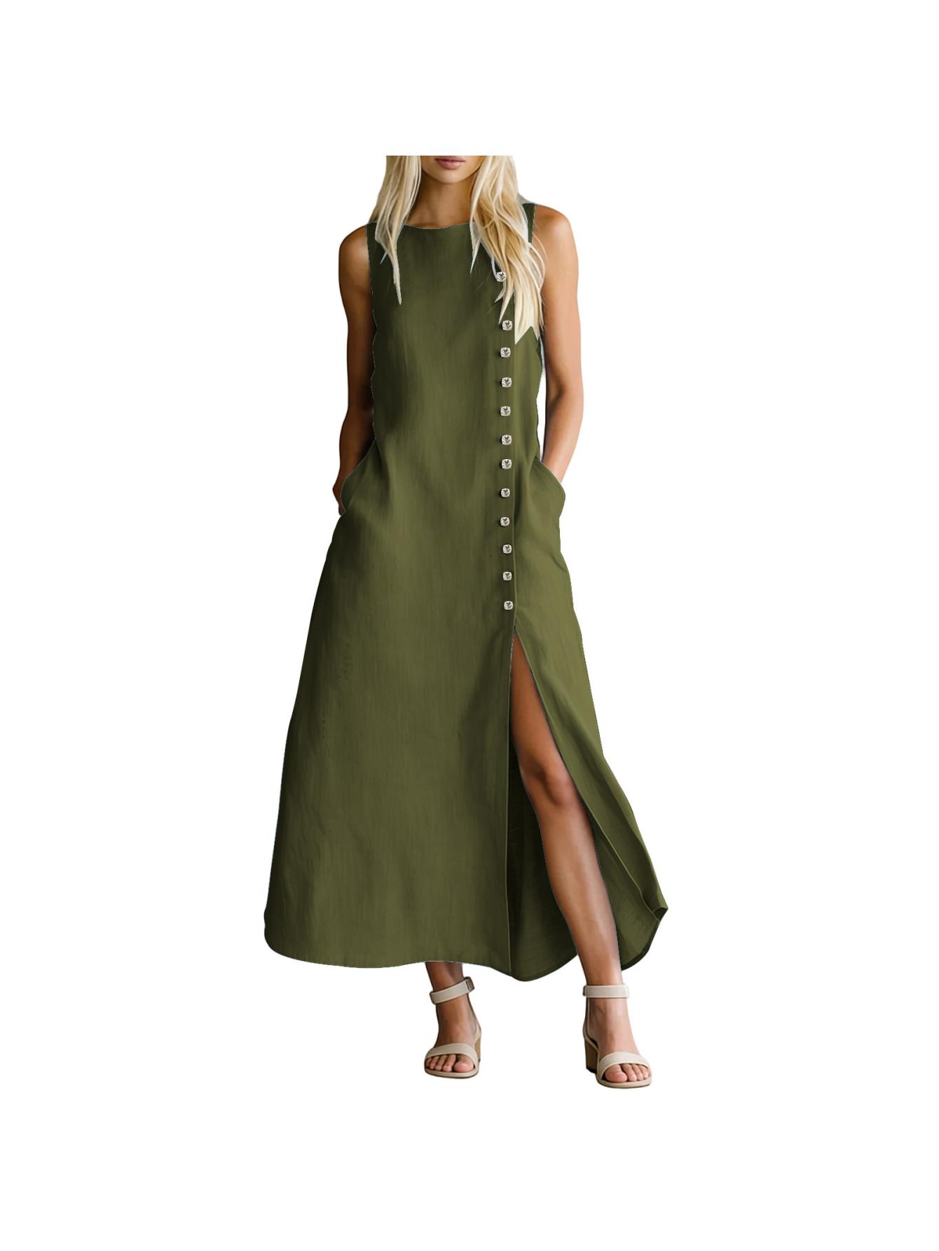 slim fit dress slacks Cotton Green Maxi Dress - All Dresses main image 0
