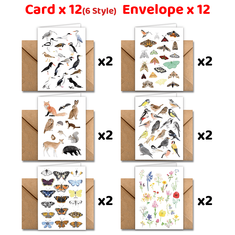 

24pcs All Greeting Cards With Envelopes, Thank You Cards, Flowers Plants Birds Card Teachers Business Coworker Employee Appreciation