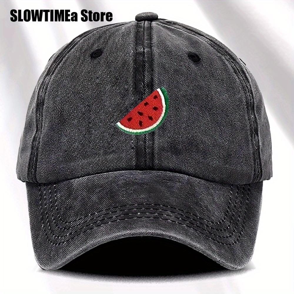 1pc Women's Adjustable Watermelon Baseball Cap - Lightweight Retro Washed Dad Hat For Summer, Casual & Beach Trips, Everyday Headwear, Breathable Fabric