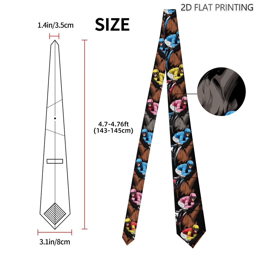 TEMU 1pc Horse Racing Print Tie - Stylish Design, Ideal For Casual And Formal Events